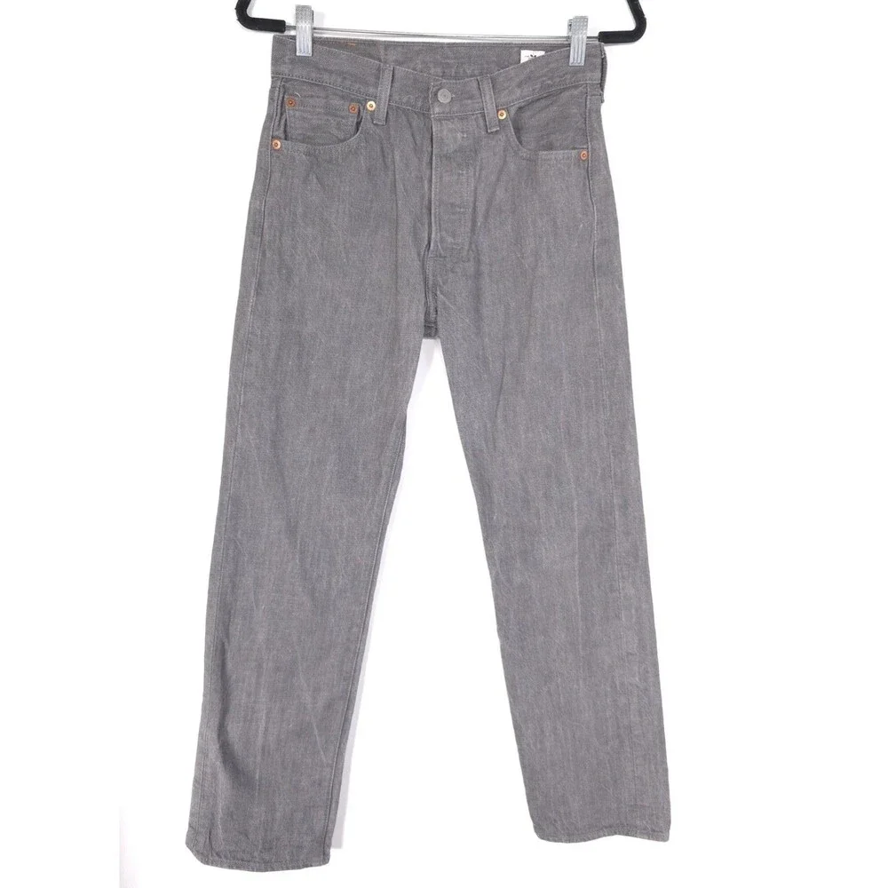 LEVIS 501 Mens Jeans 28x29 White Oak Cone Denim Button Fly GraySilver 00501-2128